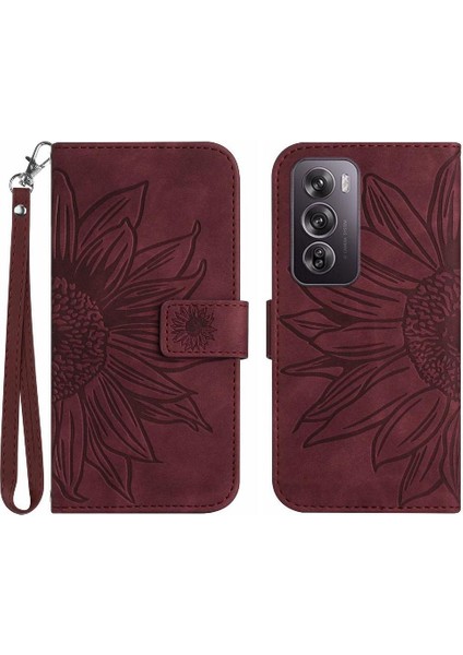 Oppo RENO12 5g Flip Cüzdan Telefon Kılıfı Için Lüks Pu Deri Kılıf Kart ile (Yurt Dışından)
