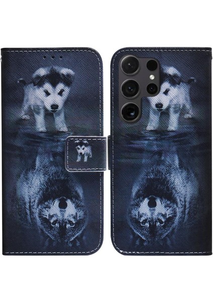 Samsung Galaxy S24 Ultra Boyalı Manyetik Kapatma Kartı Pu Için Flip Case (Yurt Dışından)