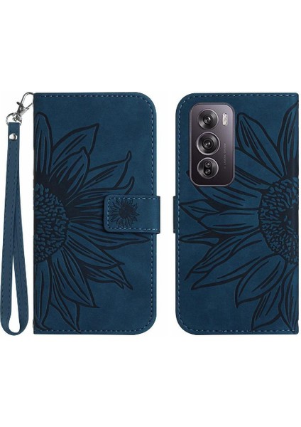 Kart Yuvaları Tutucu Kabartmalı Pu ile Oppo RENO12 Pro 5g Kısa Kayış Için Kılıf (Yurt Dışından)