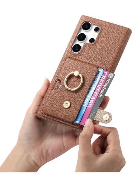 Samsung Galaxy S24 Ultra Halka Standı Premium Dokulu Deri Kılıf (Yurt Dışından) modelleri
