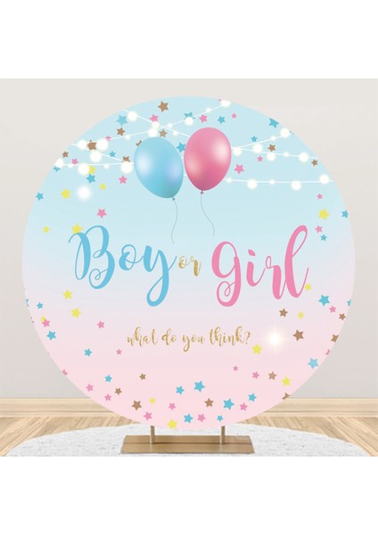 NWH14429 D 4FT(125CM)POLY Laeacco Yenidoğan Cinsiyet Belirleme Yuvarlak Arka Plan Bebek Duşu Aile Parti Dekoru Erkek Veya Kız Fotoğraf Arka Planı Daire Arka Plan (Yurt Dışından)