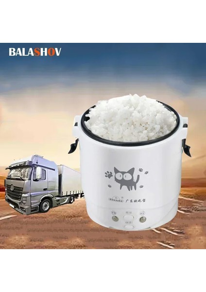 24VKAMYON Araba Mini Pirinç Pişirici 12V 24V 220V Araba Çok Amaçlı Pişirici Kendi Kendine Sürüşlü Çorba Yulaf Lapası Taşınabilir Kamyon Akıllı Buharlı Pişirici Ramen 1-2 Kişilik (Yurt Dışından) modelleri