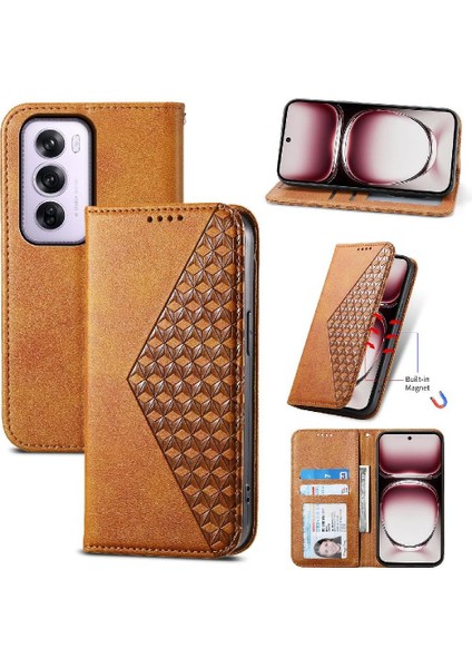 Oppo Oppo 12 Pro 5g Için Flip Case Standı El Kayışı Eşkenar Dörtgen Şekli Günlük Kullanım (Yurt Dışından)