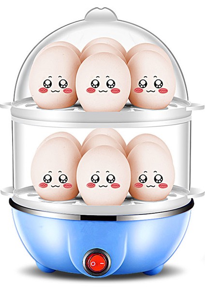 Doublelayer Blue Us 110V/220V Elektrikli Yumurta Kaynağı Çift Katmanlı Çok Fonksiyonlu Mısır Yumurta Muhallebi Otomatik Mini Vapur 14 Yumurta Kahvaltı Yumurta Pişirici (Yurt Dışından)