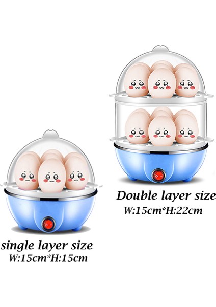 Doublelayer Blue Us 110V/220V Elektrikli Yumurta Kaynağı Çift Katmanlı Çok Fonksiyonlu Mısır Yumurta Muhallebi Otomatik Mini Vapur 14 Yumurta Kahvaltı Yumurta Pişirici (Yurt Dışından) modelleri