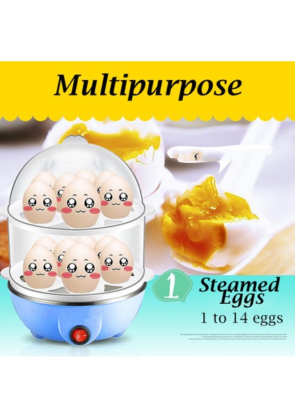 Doublelayer Blue Us 110V/220V Elektrikli Yumurta Kaynağı Çift Katmanlı Çok Fonksiyonlu Mısır Yumurta Muhallebi Otomatik Mini Vapur 14 Yumurta Kahvaltı Yumurta Pişirici (Yurt Dışından) fırsatları