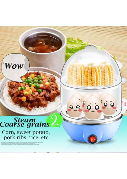 Doublelayer Blue Us 110V/220V Elektrikli Yumurta Kaynağı Çift Katmanlı Çok Fonksiyonlu Mısır Yumurta Muhallebi Otomatik Mini Vapur 14 Yumurta Kahvaltı Yumurta Pişirici (Yurt Dışından) indirimleri