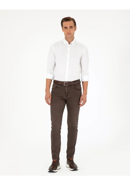 Pierre Cardin Erkek Kahverengi Slim Fit Jean Pantolon 50294567-VR029