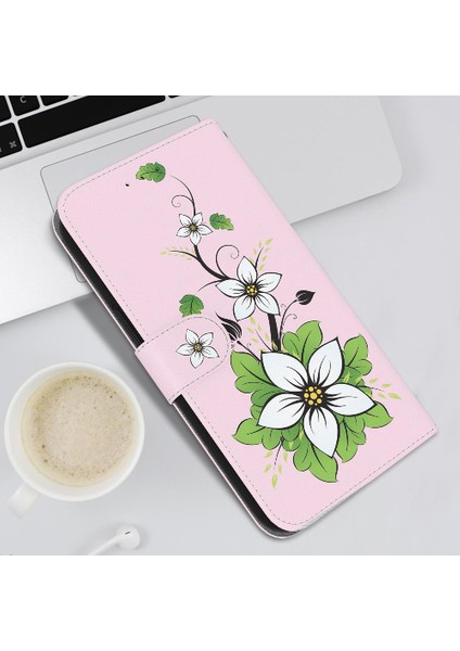 Realme Gt 6t Cüzdan Pu Deri Kelebek Çiçek Boyalı Manyetik Kılıf (Yurt Dışından)