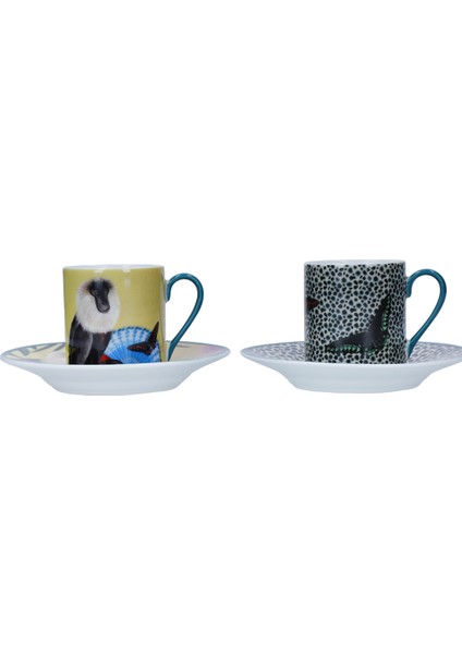 Mksaesppk2 Sarah Arnett Porselen 2li 85ml Espresso Fincanları ve Tabakları