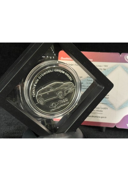 Togg Türkiye'nin Otomobili Girişimi Grubu Sertifkalı Darphane Gümüş Hatıra Parası Standlı