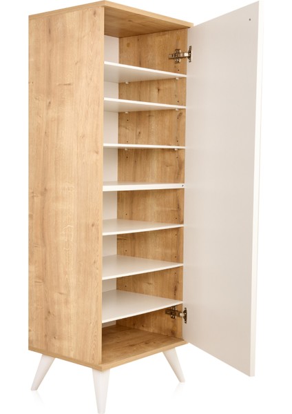 Modern Baskılı Çok Amaçlı Dolap - Beyaz / Safir Meşe - 136 cm fırsatları