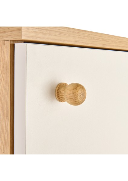 Modern Baskılı Çok Amaçlı Dolap - Beyaz / Safir Meşe - 136 cm indirimleri