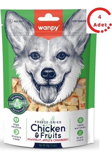 Dondurularak Kurutulmuş Tavuk & Meyve Köpek Ödülü 40 G x 4 Adet