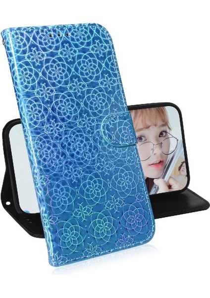 Realme Gt 6 Glitter Renkli Cüzdan Kılıf Için Flip Case Kart Yuvası Premium (Yurt Dışından)