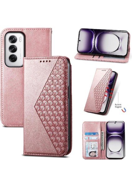 Oppo Oppo 12 5g Günlük Kullanım Için Flip Case Standı Cüzdan Eşkenar Dörtgen Şekli El (Yurt Dışından)
