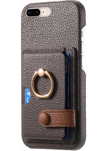 IPhone 7 Için Kılıf Artı/8 Artı Premium Dokulu Deri Kart Yuvaları Halka (Yurt Dışından) indirimleri