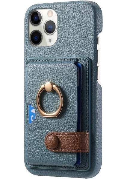 IPhone 11 Için Kılıf Pro Premium Dokulu Deri Kart Yuvaları Halka Standı (Yurt Dışından)
