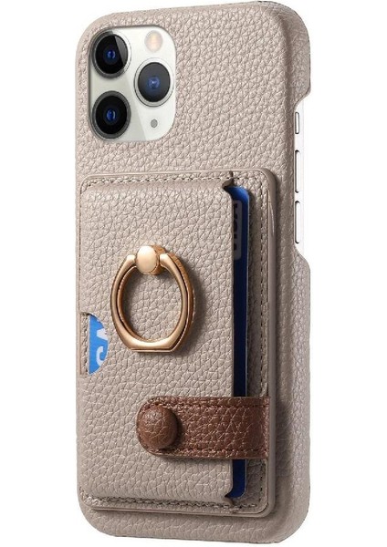 IPhone 11 Için Kılıf Pro Premium Dokulu Deri Kart Yuvaları Halka Standı (Yurt Dışından)