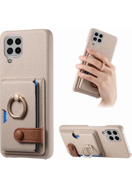 Samsung Galaxy A22 4g Kart Yuvaları Premium Dokulu Deri Yüzük (Yurt Dışından)
