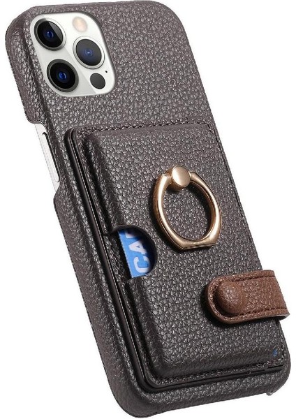 IPhone 12 Için Kılıf Pro Premium Dokulu Deri Kart Yuvaları Halka Standı (Yurt Dışından) indirimleri