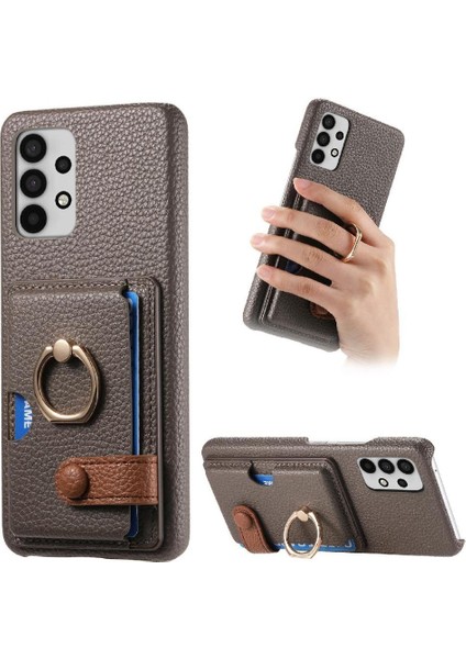 Samsung Galaxy A32 5g Premium Dokulu Deri Kart Yuvaları Halka (Yurt Dışından)