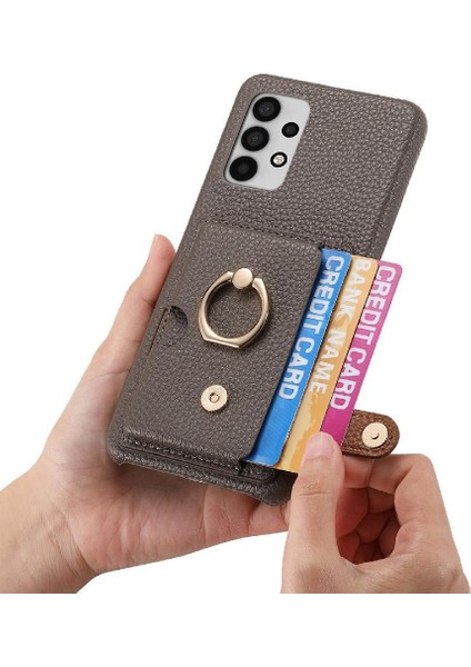 Samsung Galaxy A32 5g Premium Dokulu Deri Kart Yuvaları Halka (Yurt Dışından)