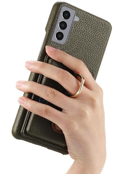 Samsung Galaxy S21 Artı Halka Standı Premium Dokulu Deri Kart (Yurt Dışından)