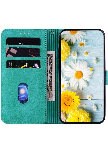 Samsung Galaxy M35 Kickstand Manyetik Kabartmalı Zambak Cüzdan Için Flip Case (Yurt Dışından)