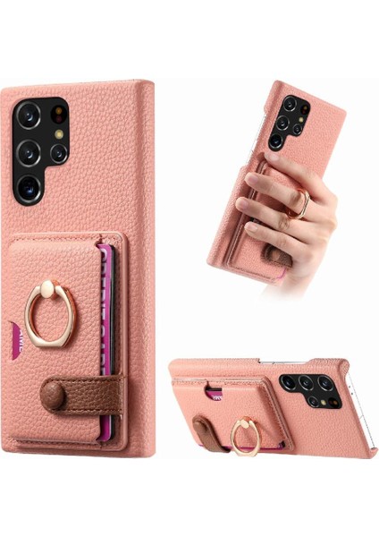Samsung Galaxy S22 Ultra Halka Standı Kart Yuvaları Premium Dokulu (Yurt Dışından)
