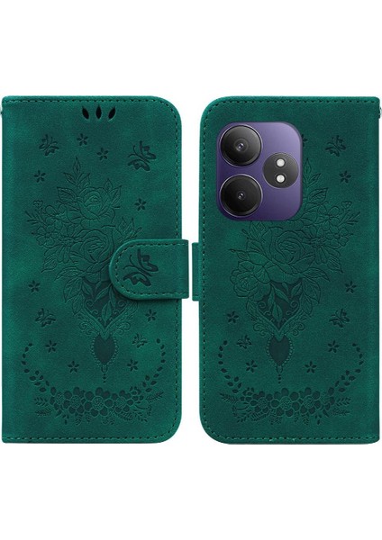 Realme Gt Neo6 Cüzdan Durumda Kabartma Gül Çiçekler Kickstand Flip Pu (Yurt Dışından)