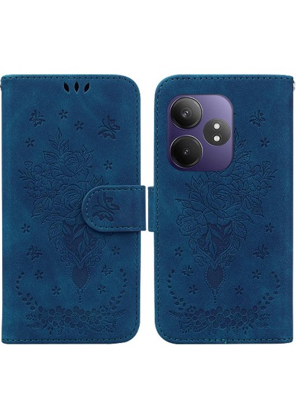 Realme Gt 6t Kabartma Gül Çiçekler Cüzdan Kılıf Için Kılıf Kart Yuvaları Flip Pu (Yurt Dışından)