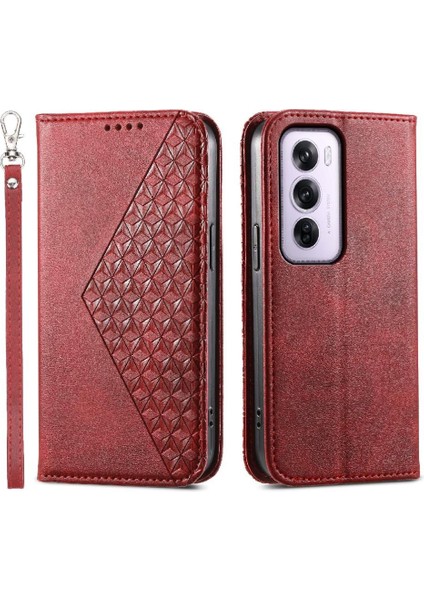 Oppo Oppo 12 Pro 5g Için Flip Case Standı El Kayışı Eşkenar Dörtgen Şekli Günlük Kullanım (Yurt Dışından)