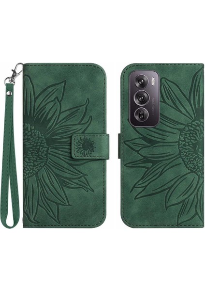 Oppo RENO12 5g Kabartmalı Ayçiçeği Flip Cüzdan Telefon Kılıfı Için Pu (Yurt Dışından)