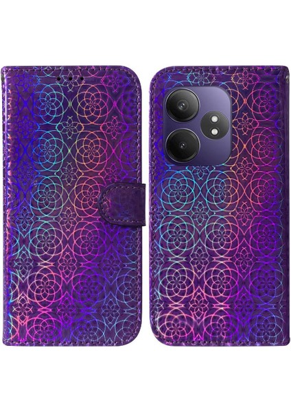 Realme Gt 6 Glitter Renkli Cüzdan Kılıf Için Flip Case Kart Yuvası Premium (Yurt Dışından)
