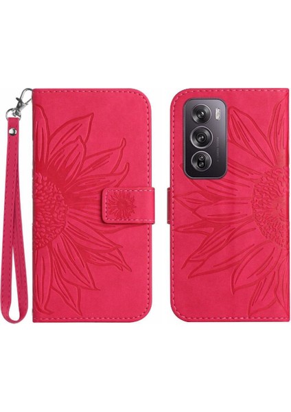 Oppo RENO12 5g Kabartmalı Ayçiçeği Flip Cüzdan Telefon Kılıfı Için Pu (Yurt Dışından)