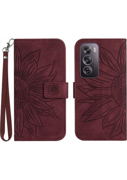 Oppo RENO12 5g Kabartmalı Ayçiçeği Flip Cüzdan Telefon Kılıfı Için Pu (Yurt Dışından)