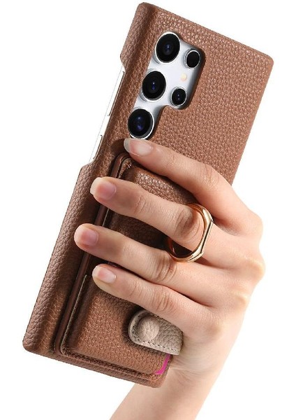 Samsung Galaxy S24 Ultra Halka Standı Premium Dokulu Deri Kılıf (Yurt Dışından) modelleri