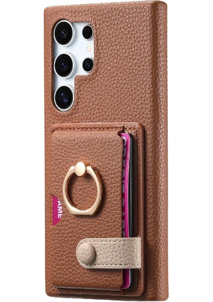 Samsung Galaxy S24 Ultra Halka Standı Premium Dokulu Deri Kılıf (Yurt Dışından) fırsatları