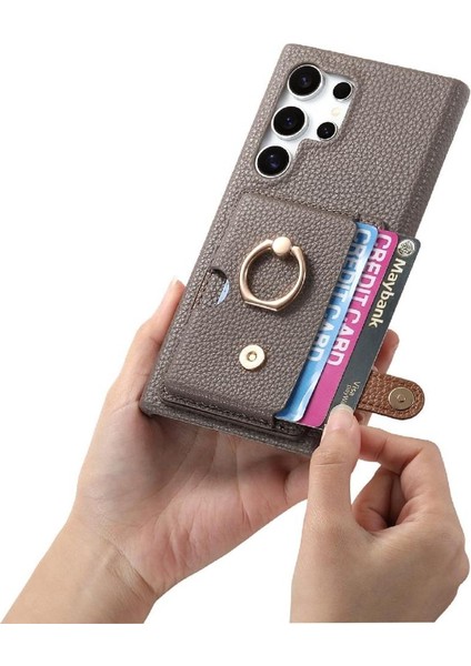 Samsung Galaxy S24 Ultra Halka Standı Premium Dokulu Deri Kılıf (Yurt Dışından) fırsatları