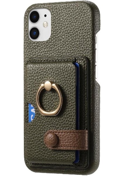 IPhone 12 Mini Kart Yuvaları Premium Dokulu Deri Halka Standı (Yurt Dışından)