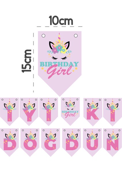 Hiras Dizayn Unicorn Birthday Girl Banner Iyi Doğdun Banner Happy Birthday Banner Ipli Duvar Doğum Günü Süsü