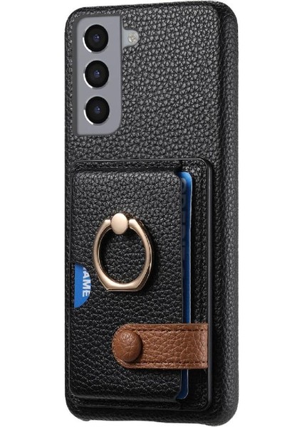 Samsung Galaxy S21 Kart Yuvaları Halka Standı Premium Dokulu Deri (Yurt Dışından) fiyatları