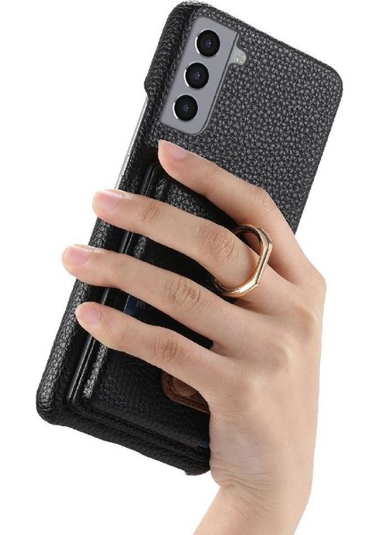 Samsung Galaxy S21 Kart Yuvaları Halka Standı Premium Dokulu Deri (Yurt Dışından) indirimleri