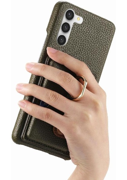 Samsung Galaxy S23 Artı Premium Dokulu Deri Kart Yuvaları Halka (Yurt Dışından)