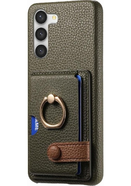 Samsung Galaxy S23 Artı Premium Dokulu Deri Kart Yuvaları Halka (Yurt Dışından)