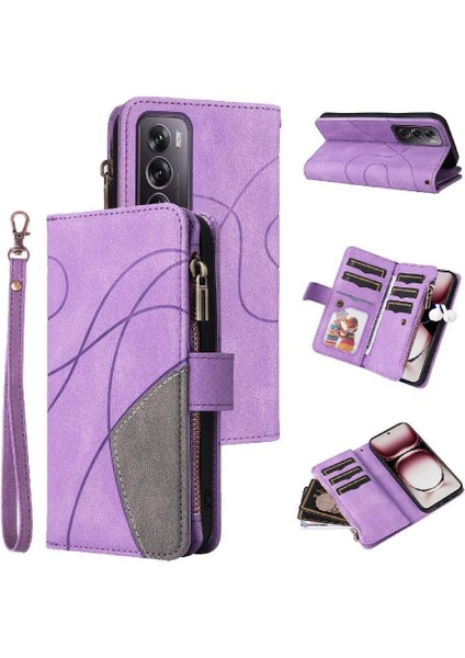 Oppo Oppo 12 Pro 5g Dokuz Kart Yuvaları Iki Renkli Dikiş Kickstand Için Kılıf (Yurt Dışından)