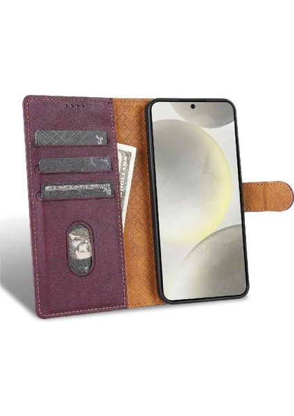 Samsung Galaxy S24 Artı Manyetik Kapatma Için Flip Case Yan Cep Çift (Yurt Dışından) modelleri