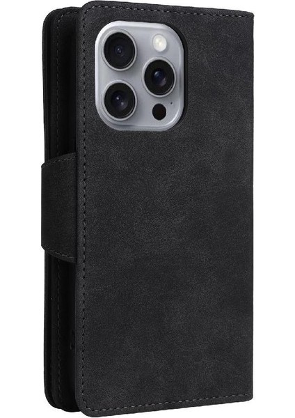 El Kayışı Kart Tutucu ile IPhone 16 Pro Max Manyetik Deri Kılıf (Yurt Dışından)