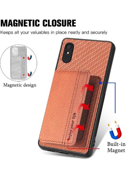 Xiaomi Redmi 9A Manyetik Kart Tutucu Rfıd Engelleme Için Kılıf Komple Standı (Yurt Dışından) modelleri